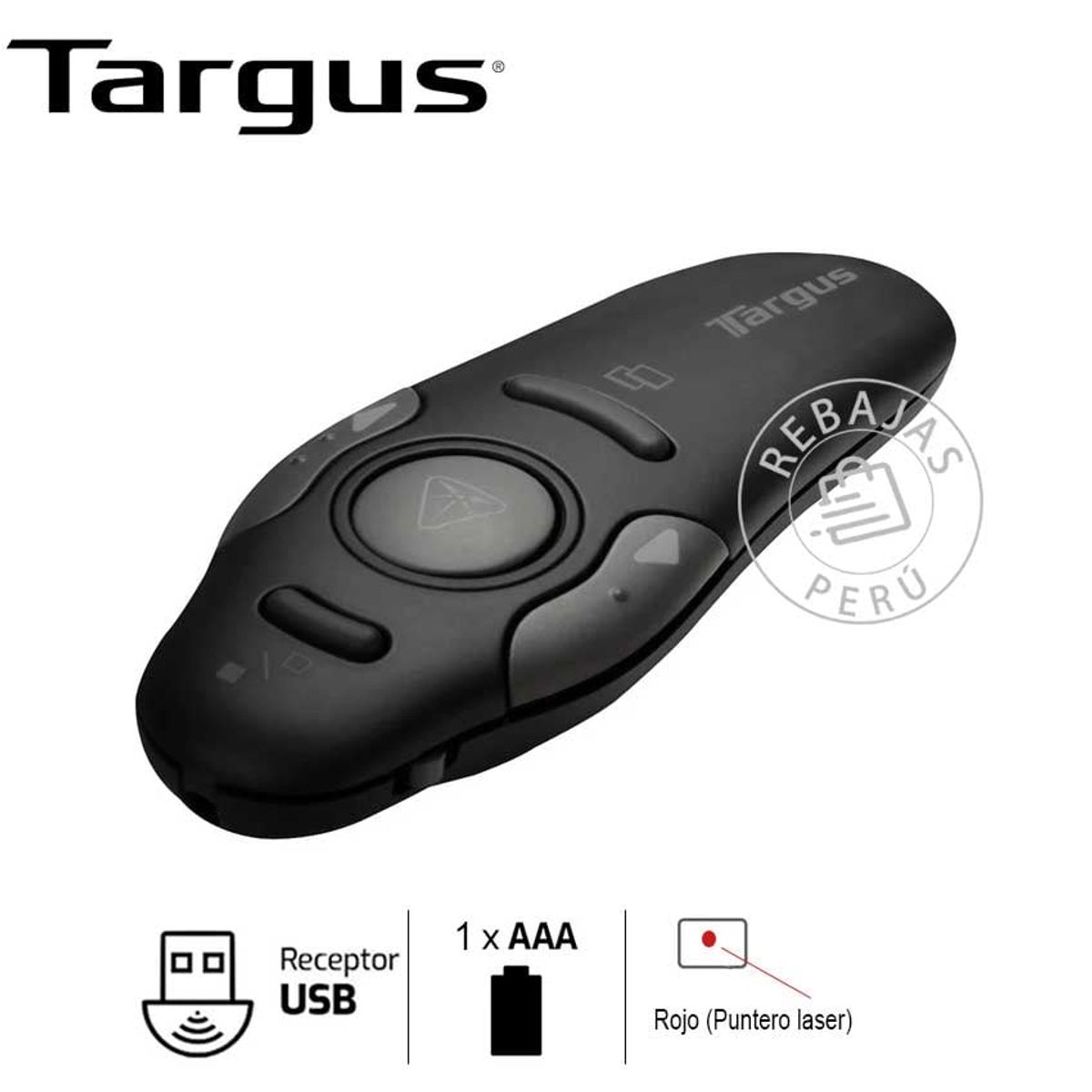 TARGUS - Presentador Targus AMP16US Inalámbrico con Puntero Láser y 15m Alcance