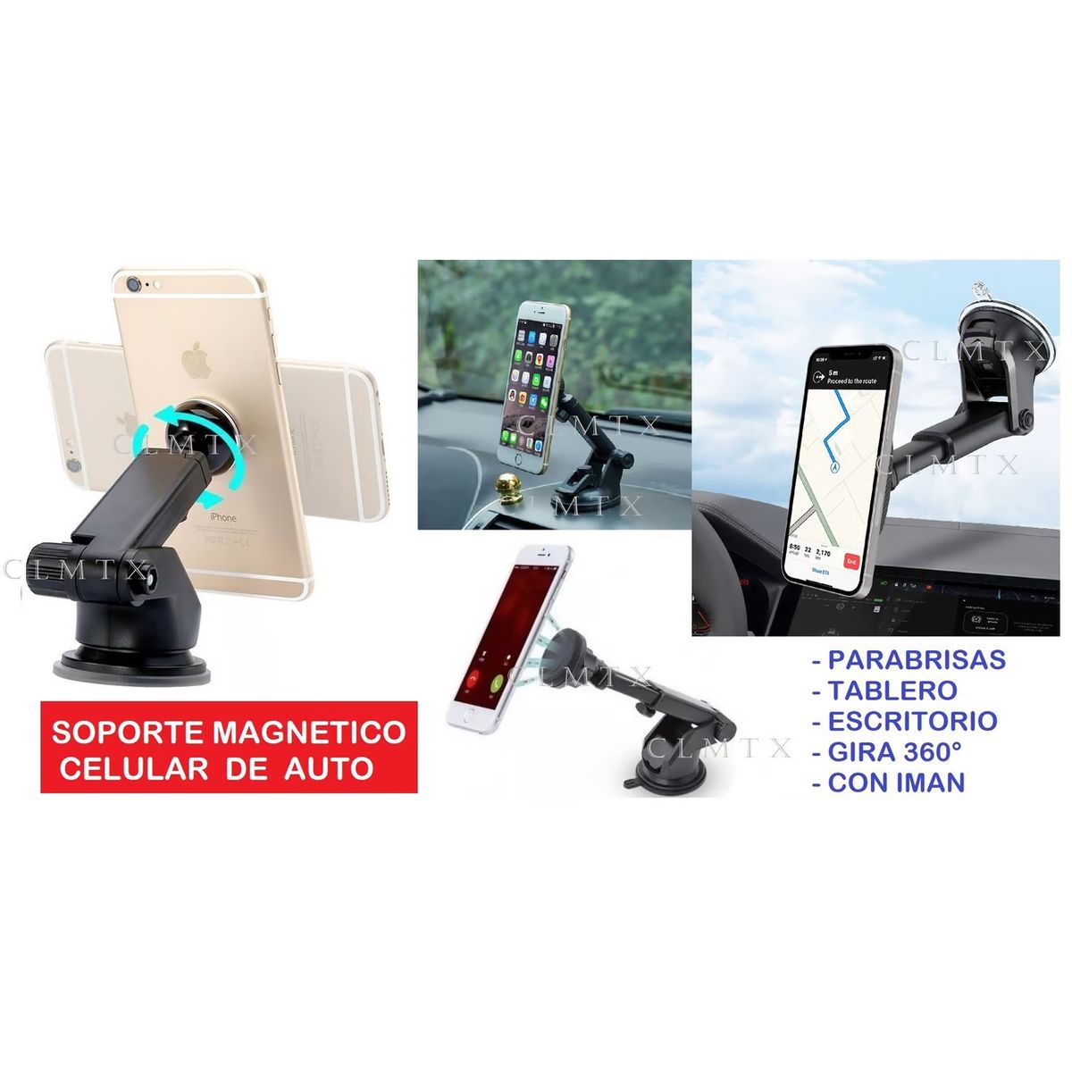 OEM - Soporte Celular Auto Magnético Brazo Extensible Parabrisas x SAN VALENTIN