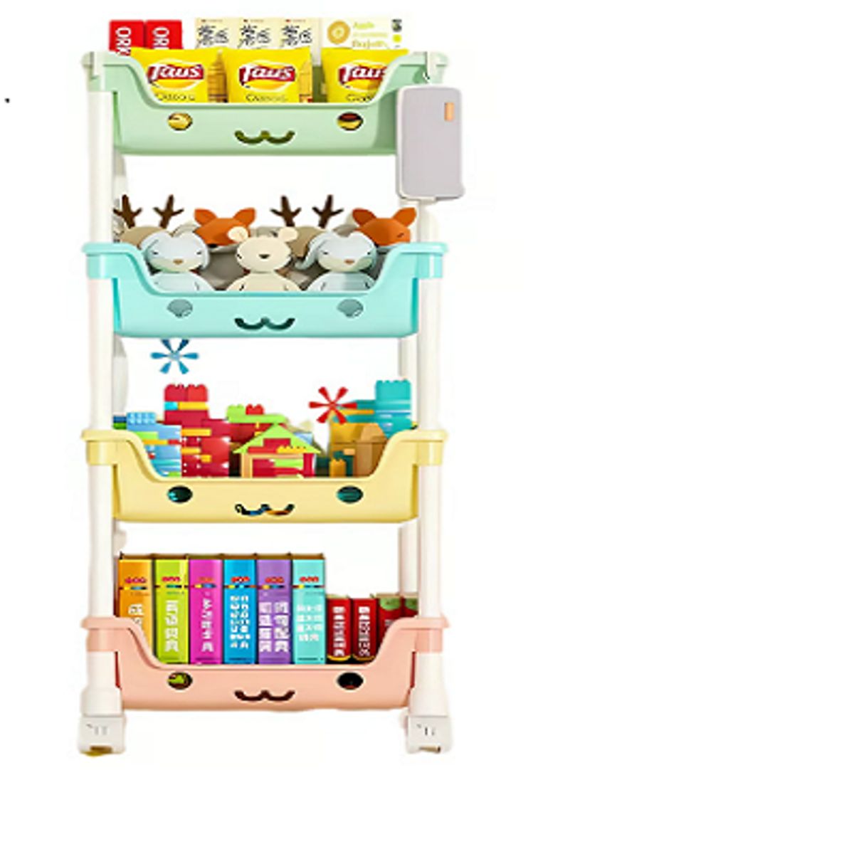 GENERICO - Estante organizador de juguetes kawaii 4 niveles con rueda