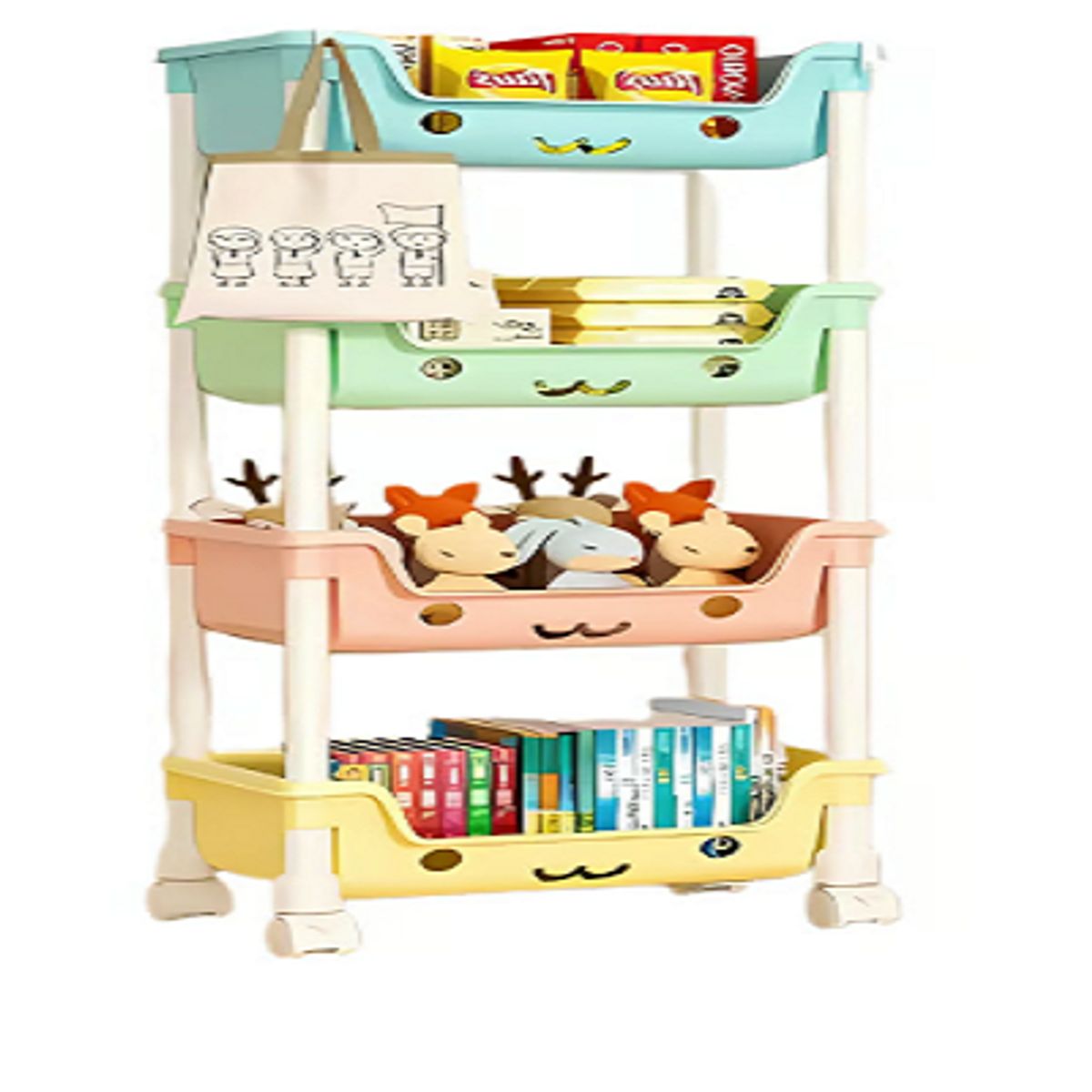 GENERICO - Estante organizador de juguetes kawaii 4 niveles con rueda