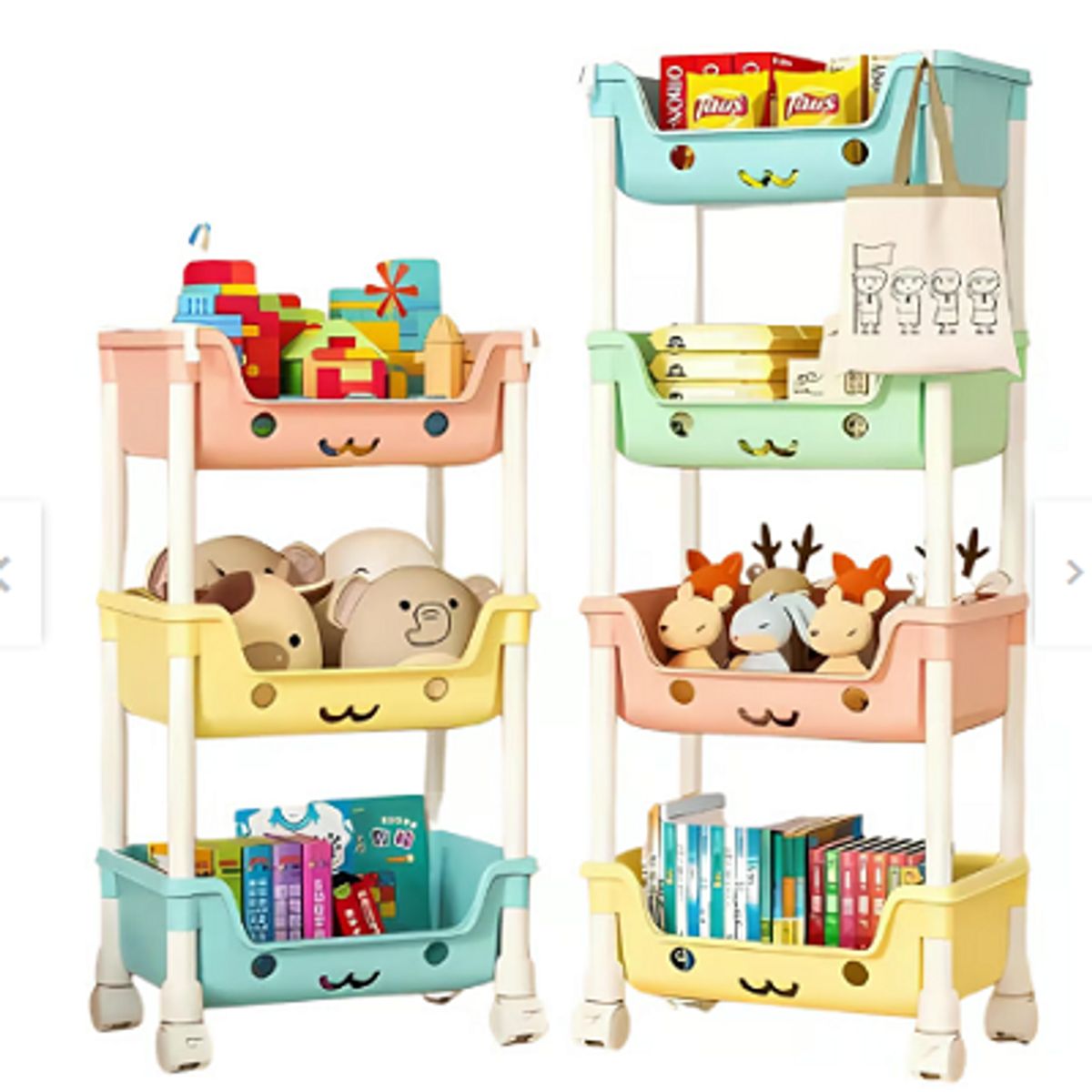 GENERICO - Estante organizador de juguetes kawaii 4 niveles con rueda