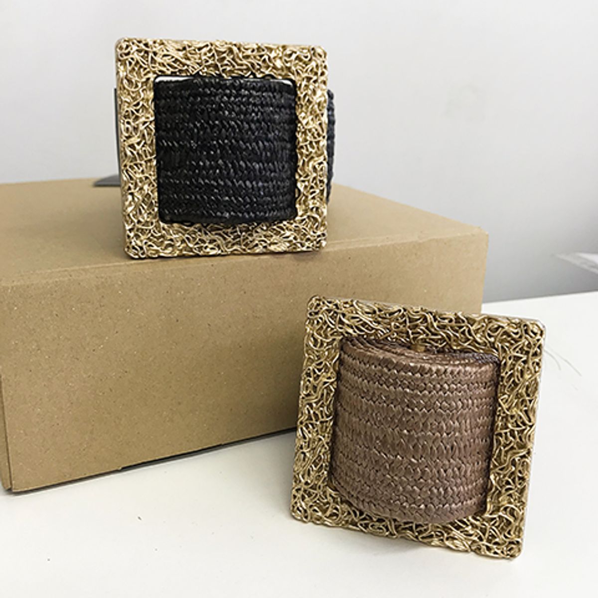 GENERICO - Cinturón Elástico Playa Tejido De Paja Color Negro Estacion 108