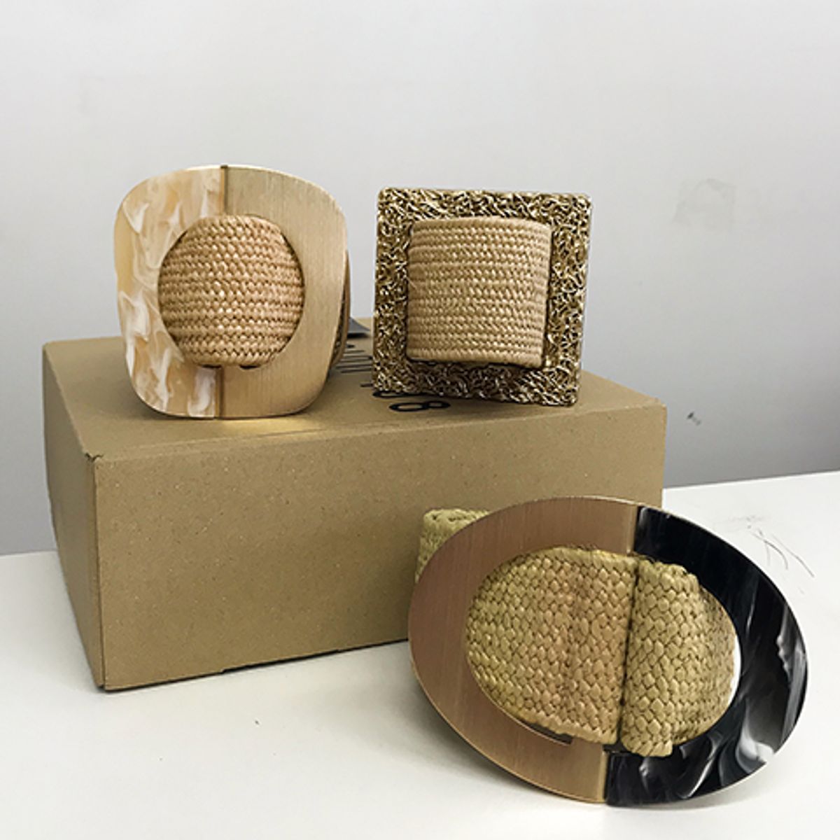 GENERICO - Cinturón Elástico Playa Tejido De Paja Color Camello Estacion 108