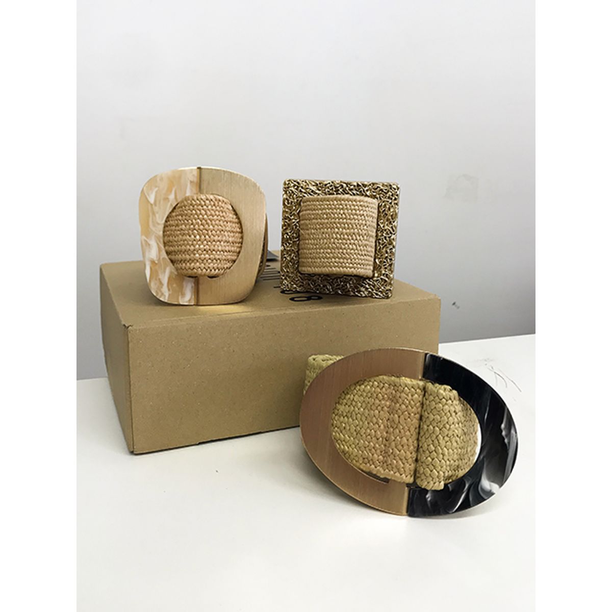 GENERICO - Cinturón Elástico Playa Tejido De Paja Color Camello Estacion 108