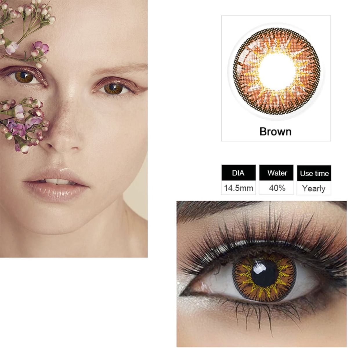 GENERICO - Lentes de contacto marrón claro + estuche