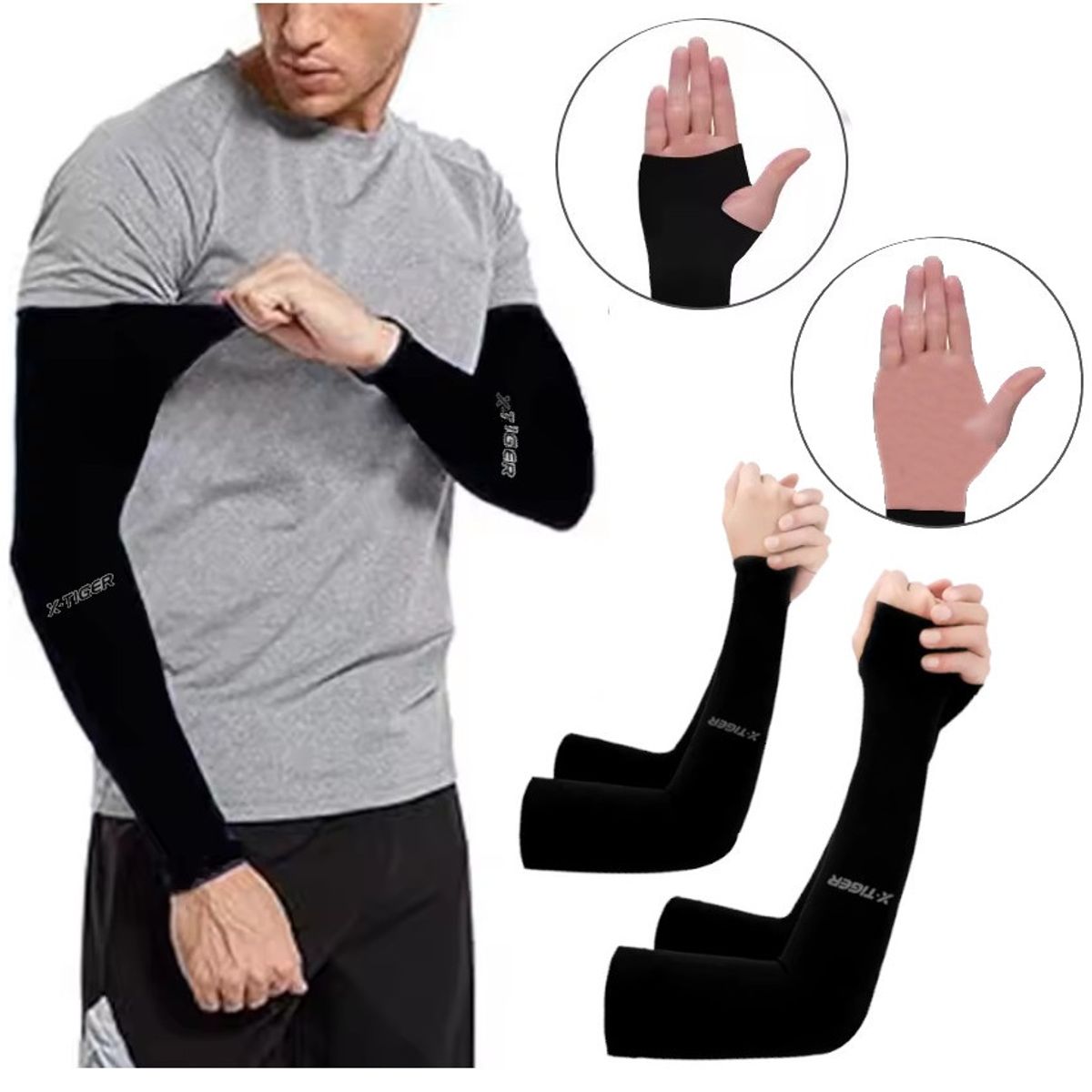 GENERICO - Manga Deportiva Brazo Hombre UV Moto Voley Ciclismo XTIGER®