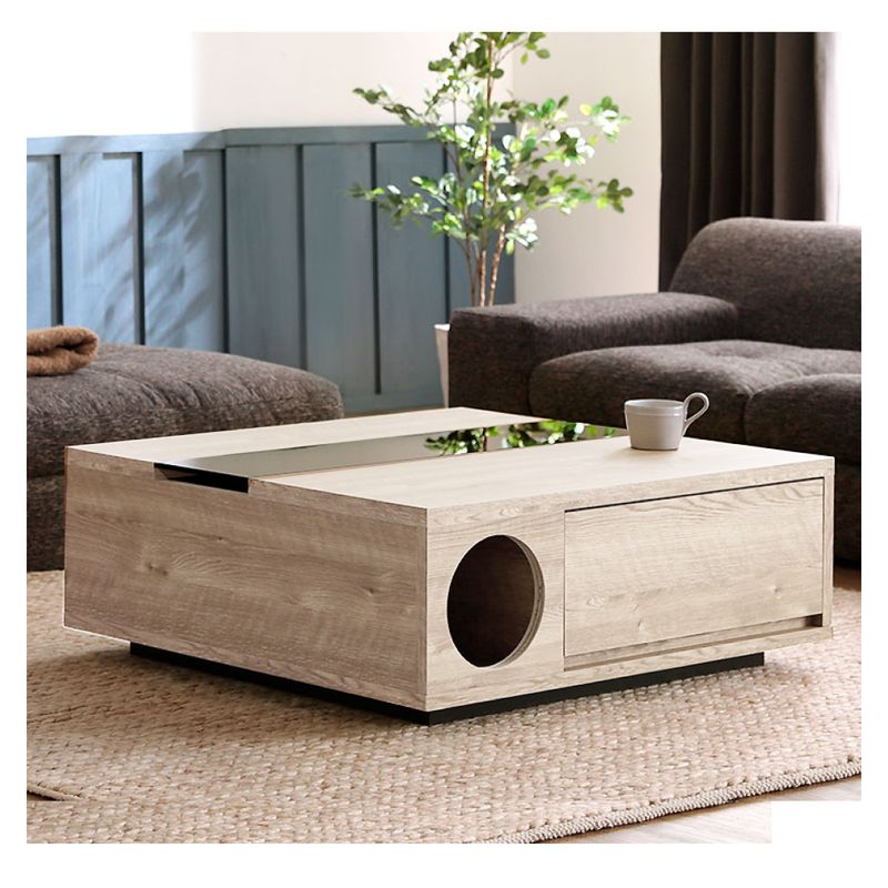 GENERICO - Mesa de Centro con Casa para Gatos y Cajón