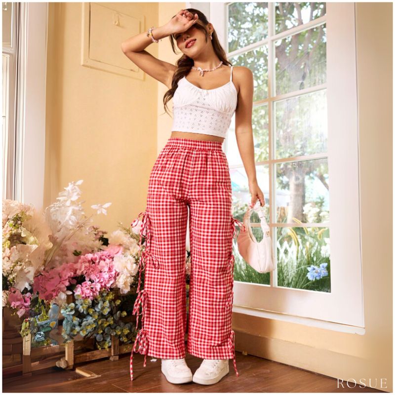 Pantalones Casuales Pantalon Jogger Cuadros Mujer Pantalones De