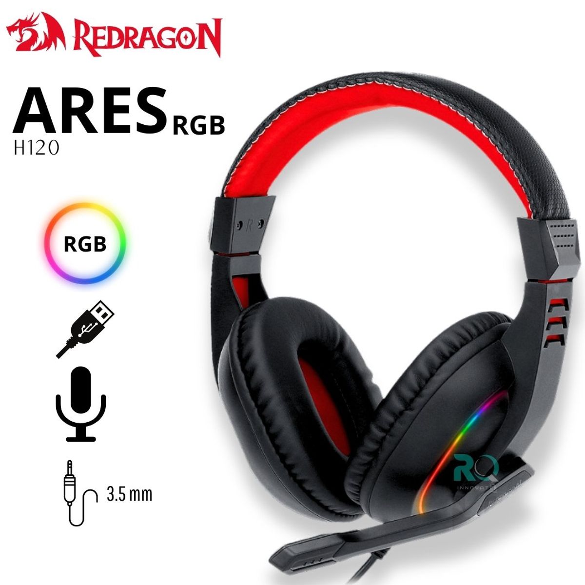 REDRAGON - AURICULAR REDRAGON ARES RGB H120 GAMING  35MM  RGB  BLACK