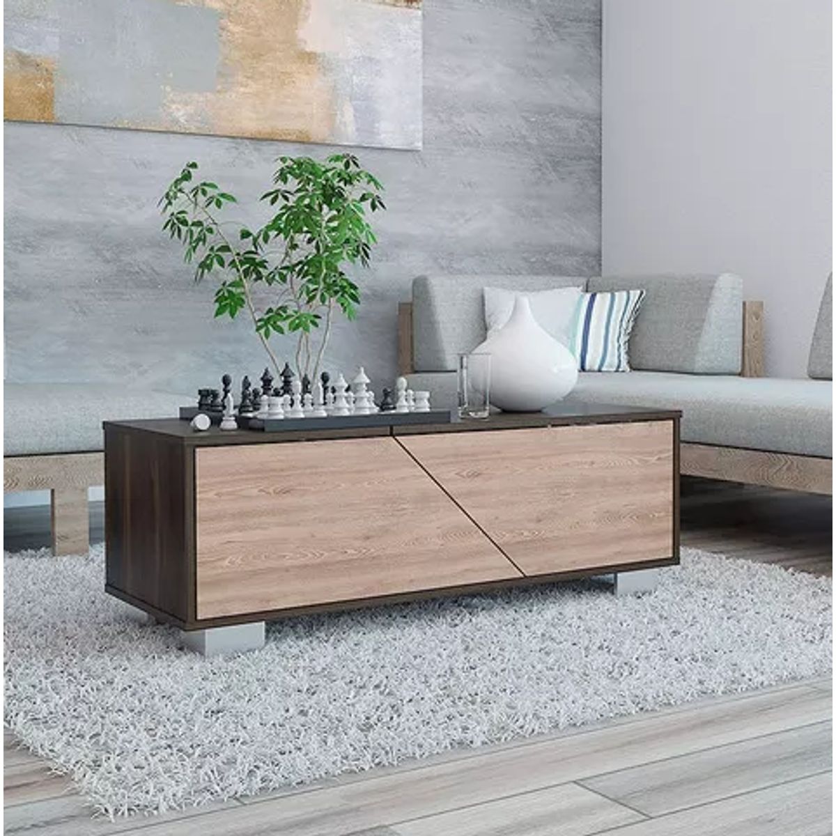 NACION MUEBLES - MESA DE CENTRO NACION MUEBLES VERSACHI COLOR MARRÓN