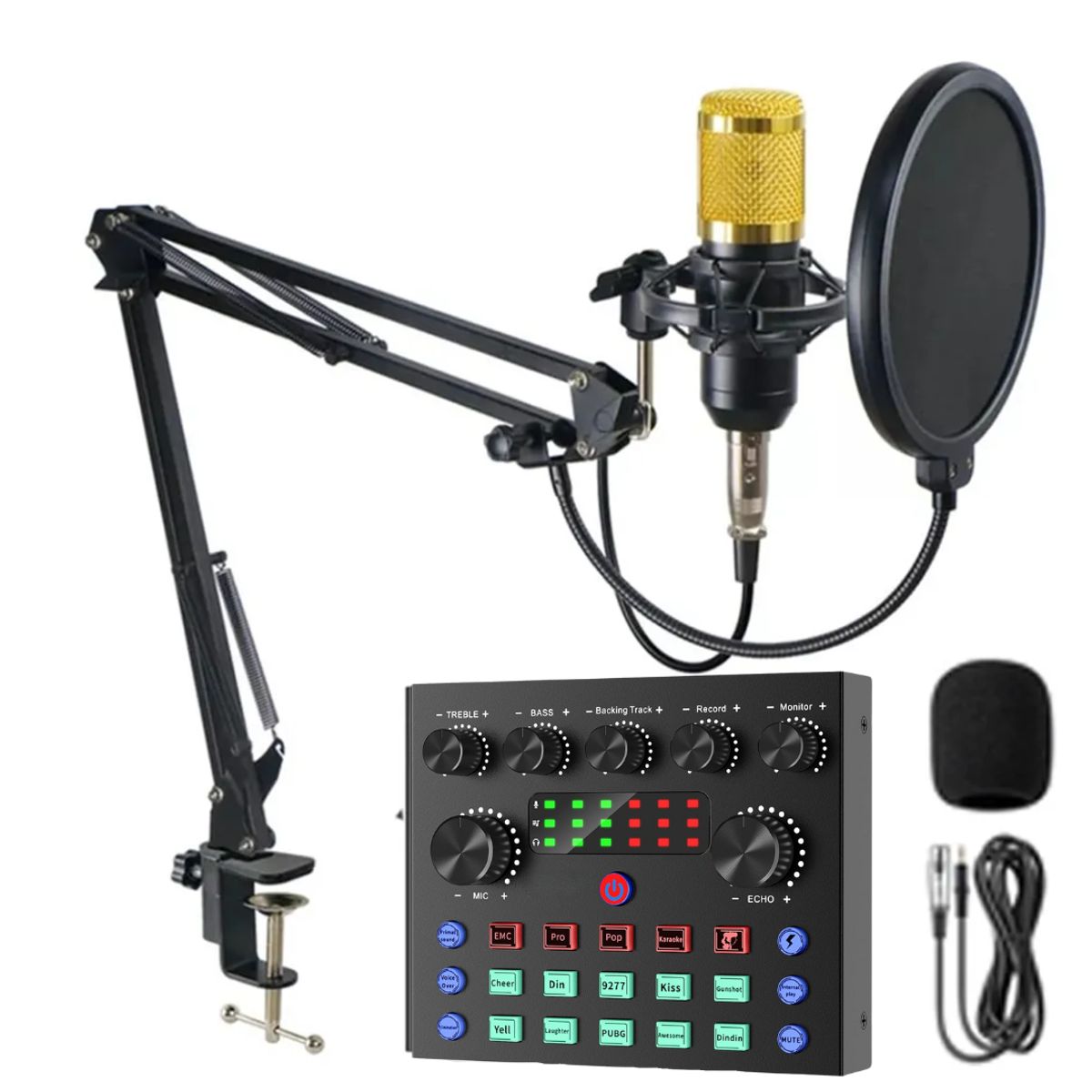 SEISA - KIT XY-V8S CONSOLA DE SONIDO + MICROFONO BM-800 DORADO