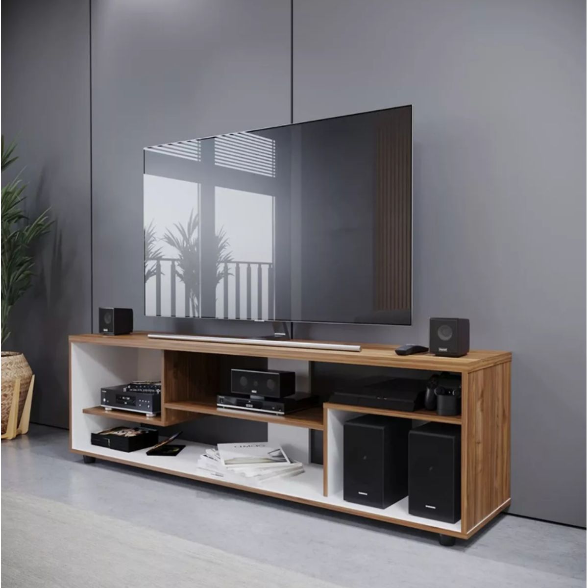 NACION MUEBLES - MUEBLE PARA TV NACION MUEBLES FKYU COLOR MADERA