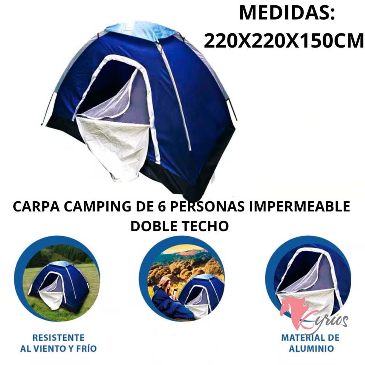 NO LOGO - Carpa De 6 Personas Doble Techo Impermeable