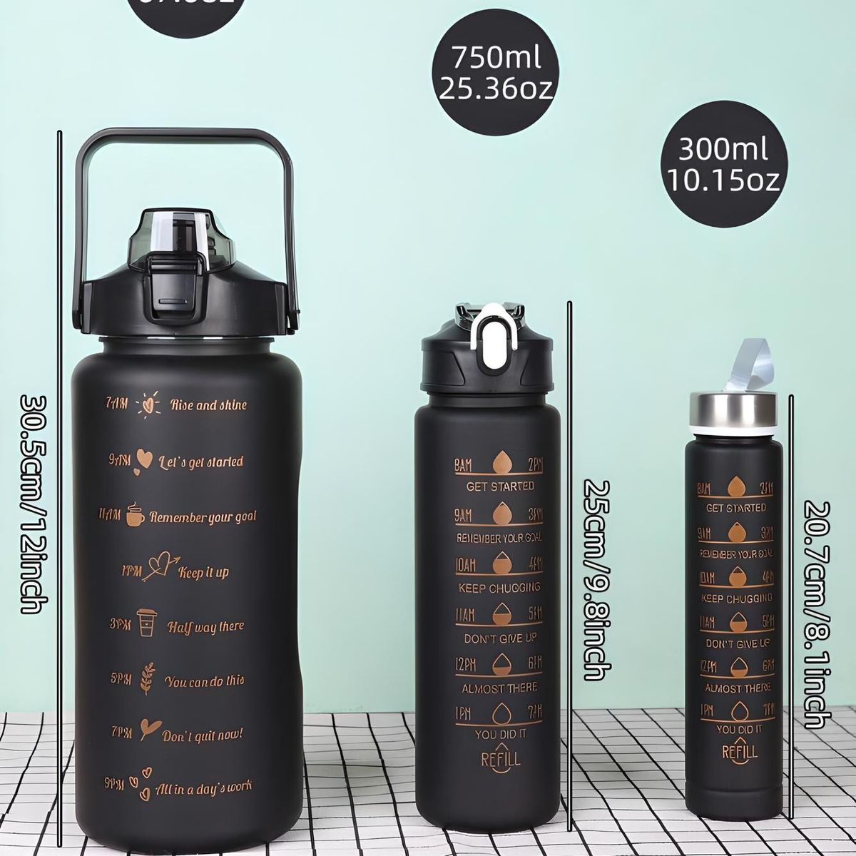 GENERICO - BOTELLA TOMATODO GYM VASO 3 PIEZAS 2000MM 900MM 330MM