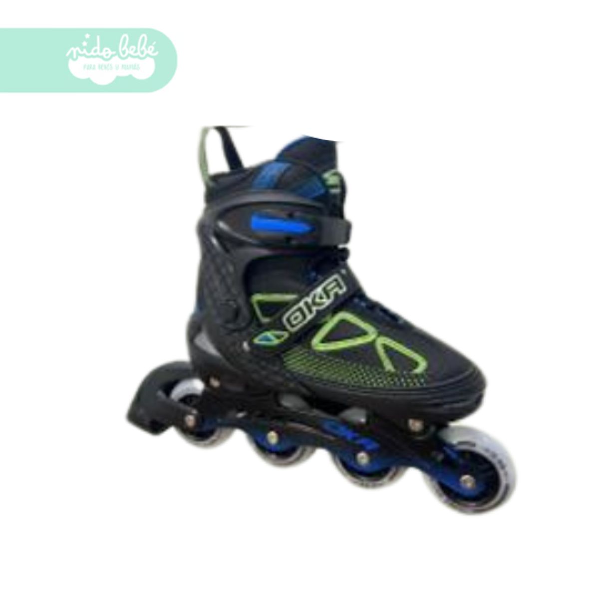 GENERICO - PATIN LINEAL OKA  AZUL GREEN M 34 A 37