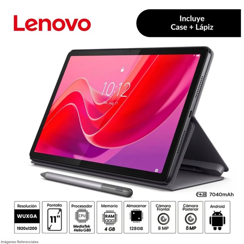 LENOVO - Tablet Lenovo Tab M11 11” WUXGA IPS 4GB RAM 128GB EMMC Lapiz y Funda TB330FU