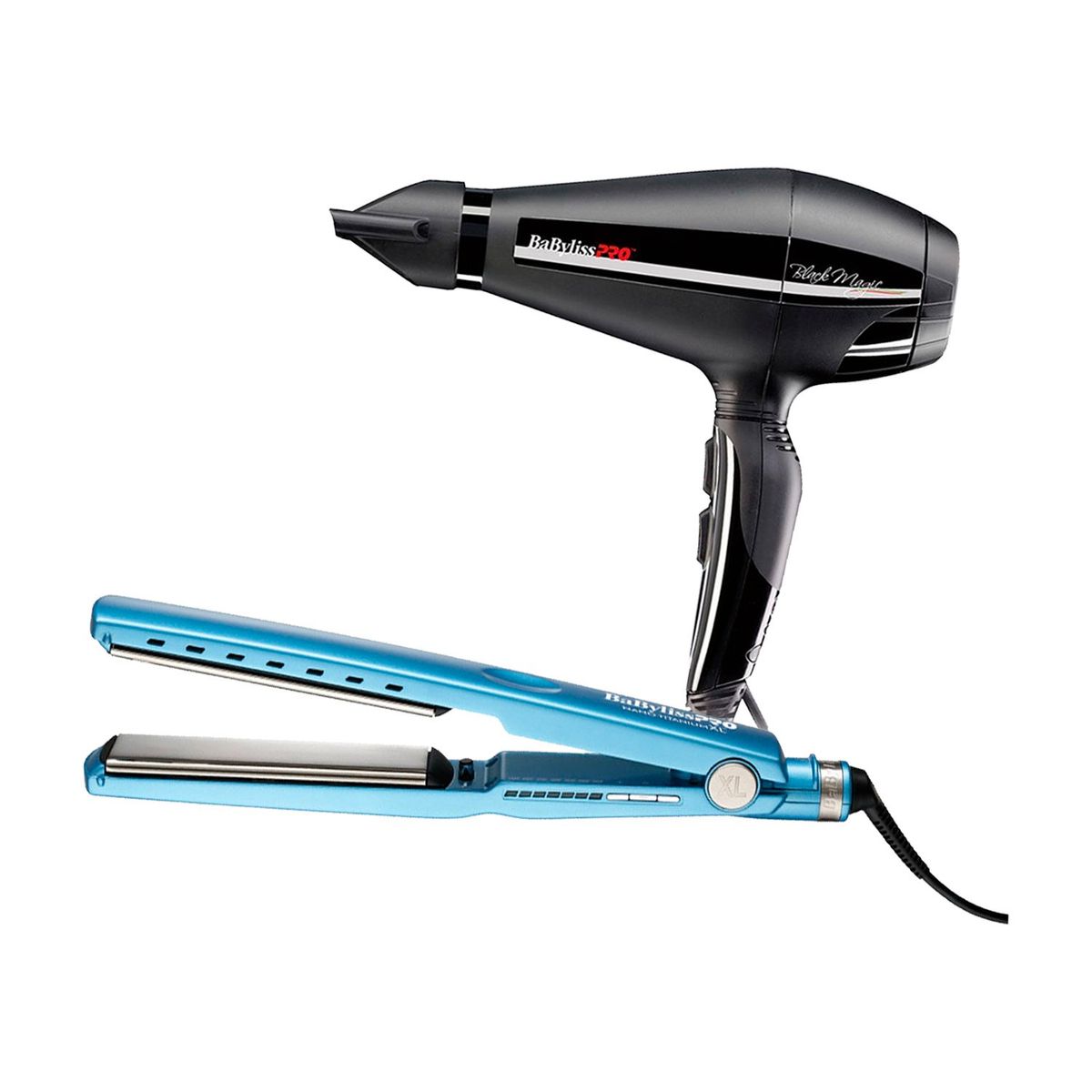BABYLISS PRO - Combo BabylissPRO Alisadora Nano Titanium XL y Secador Black Magic