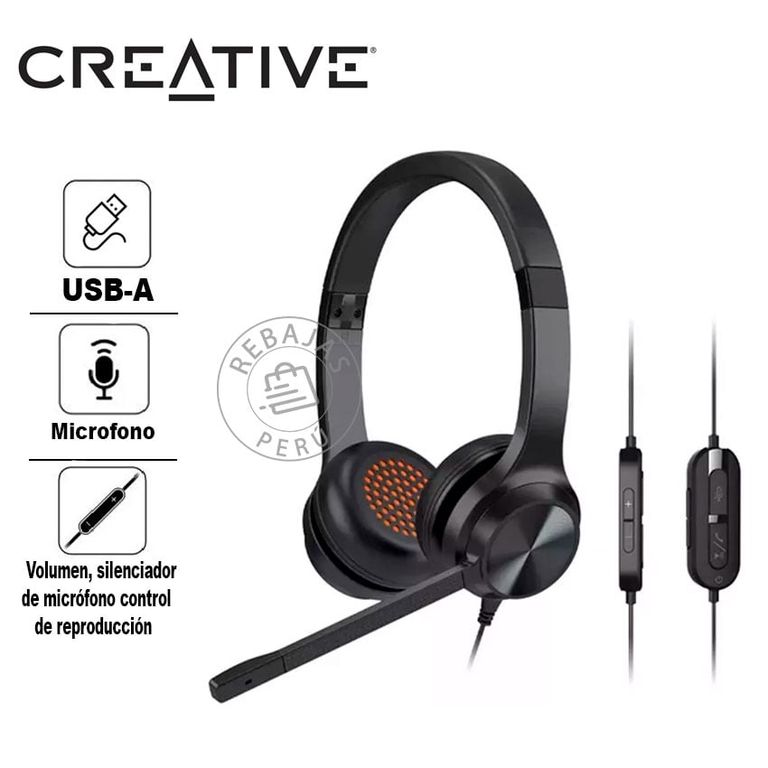 Audífonos Creative Chat USB con Micrófono Cancelación de Ruido ...