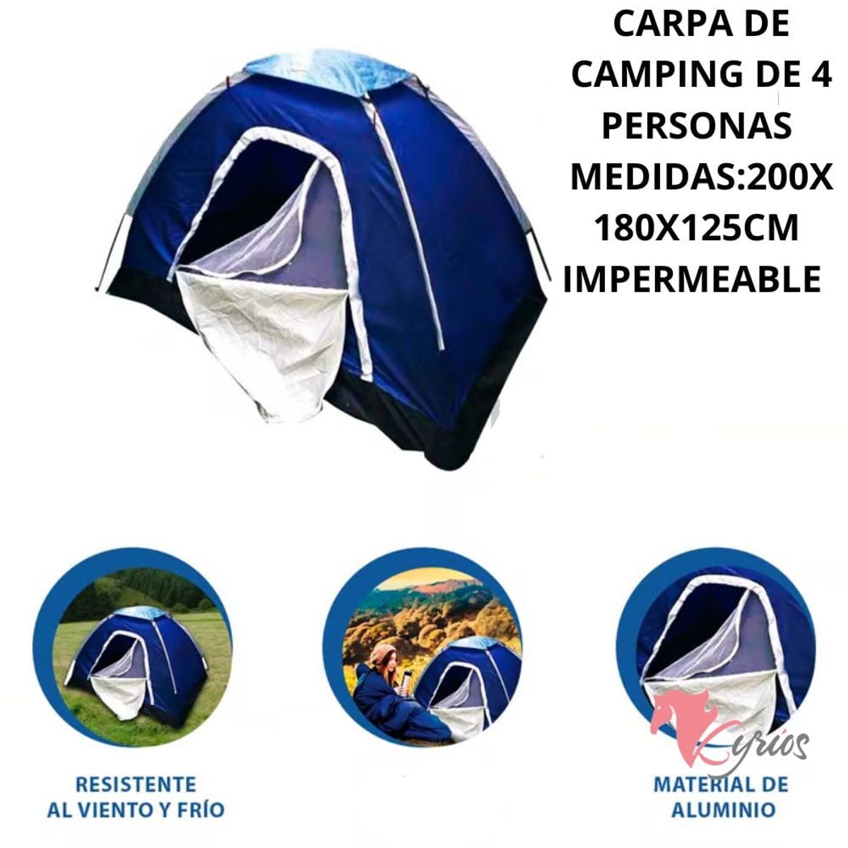 NO LOGO - Carpa De 4 Personas Doble Techo Impermeable