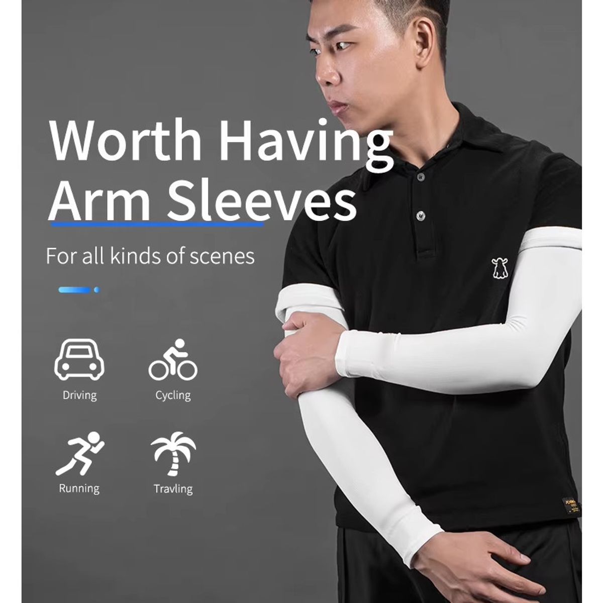 GENERICO - Manga Deportiva Brazo Hombre UV Moto Voley Ciclismo Basket