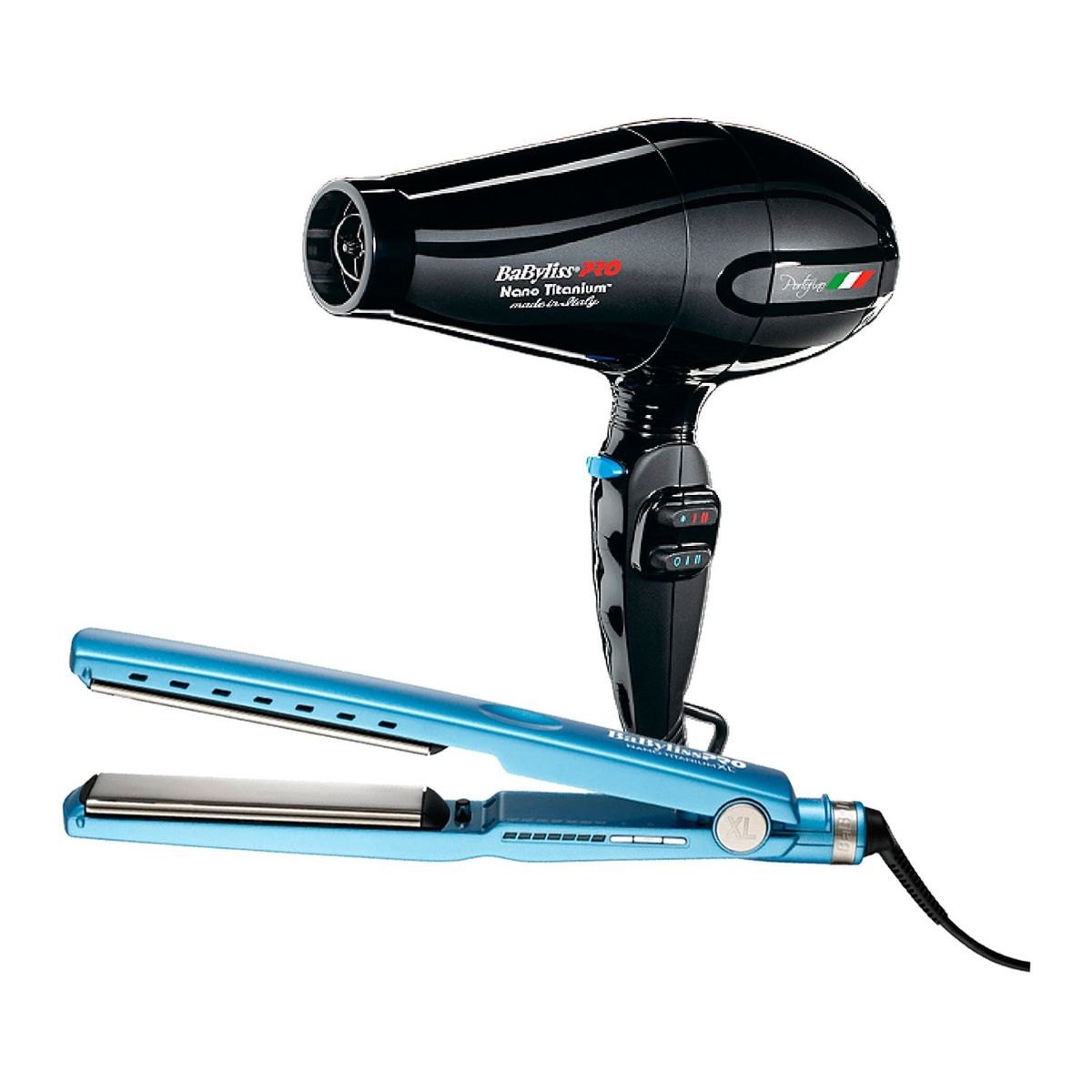 Babyliss Pro - Combo BabylissPRO Alisadora Nano Titanium XL y Secador Portofino Negro