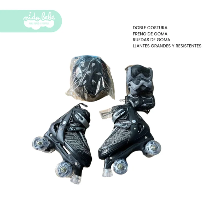 GENERICO - PATIN 4 RUEDAS DE NIÑA MODELO MIREY BLACK M 34-36