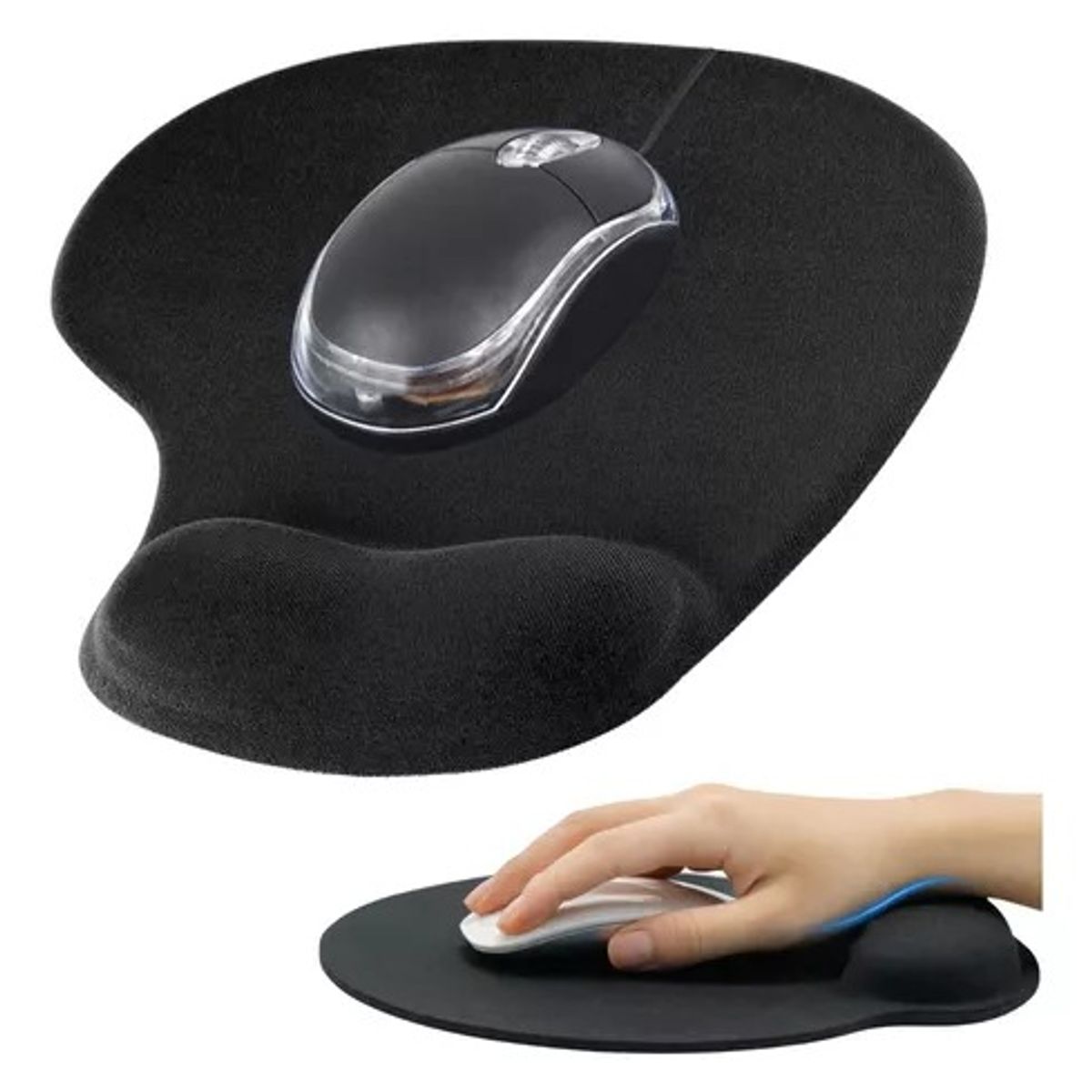 OEM - 2 Pad Mouse Ergonómico con Almohadilla de Gel Descansa Muñecas Negro