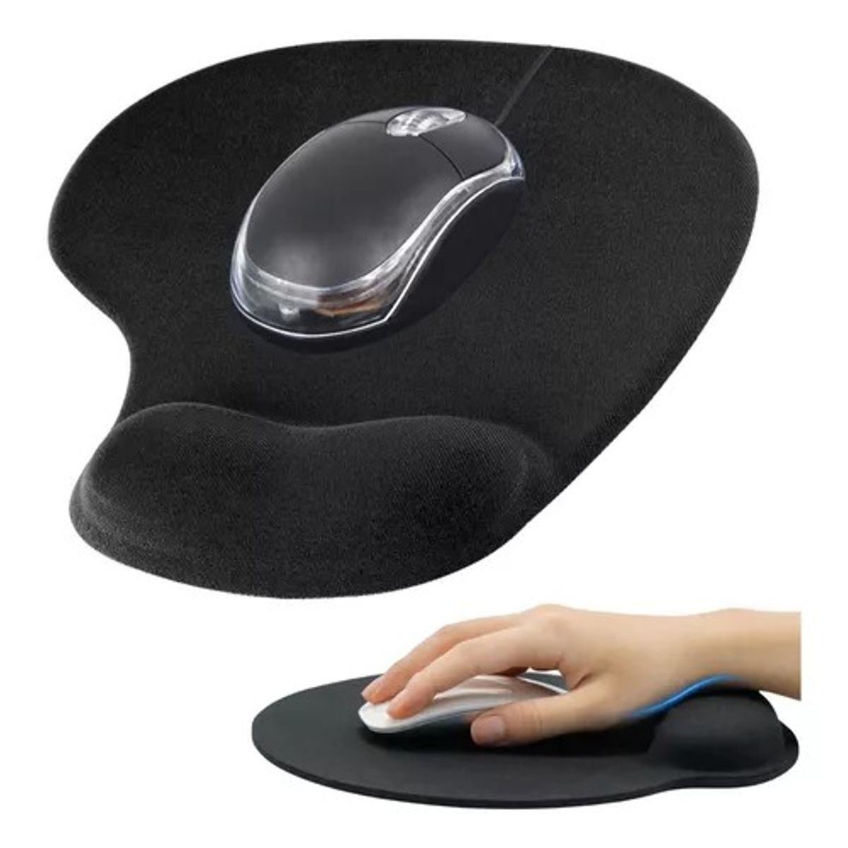 OEM - 2 Pad Mouse Ergonómico con Almohadilla de Gel Descansa Muñecas Negro