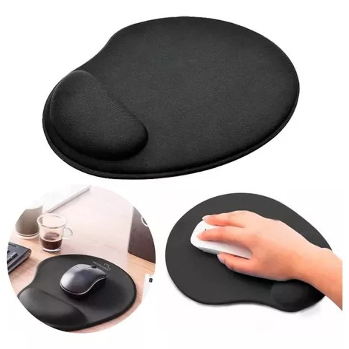 OEM - x2 Pad Mouse Ergonómico con Almohadilla de Gel Descansa Muñecas Negro