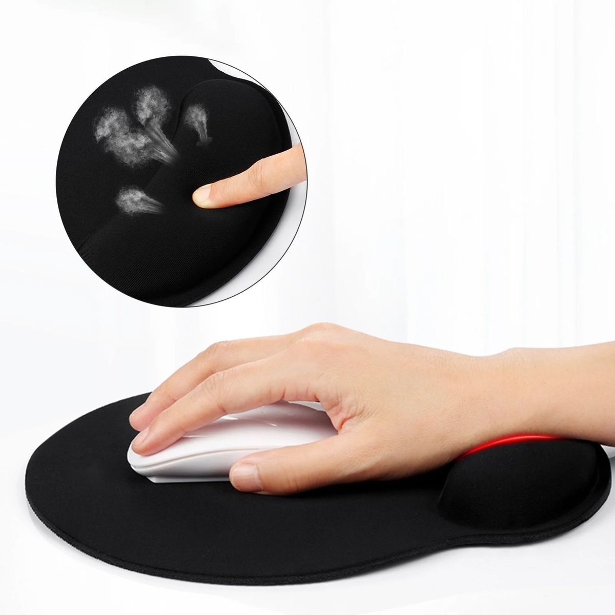 OEM - Pad Mouse Ergonómico con Almohadilla de Gel Descansa Muñecas Negro