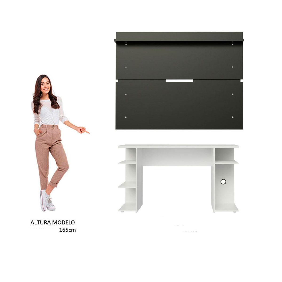 BARAKA HOME - Escritorio Gamer con Wall Panel Butor - Blanco