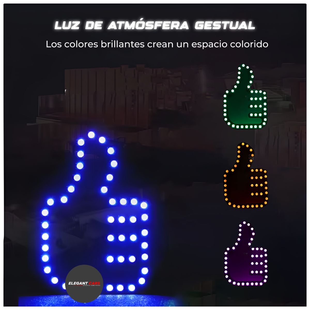 JET - Luz Led Para Parabrisas Modelo Pulgar Universal RGB+Control