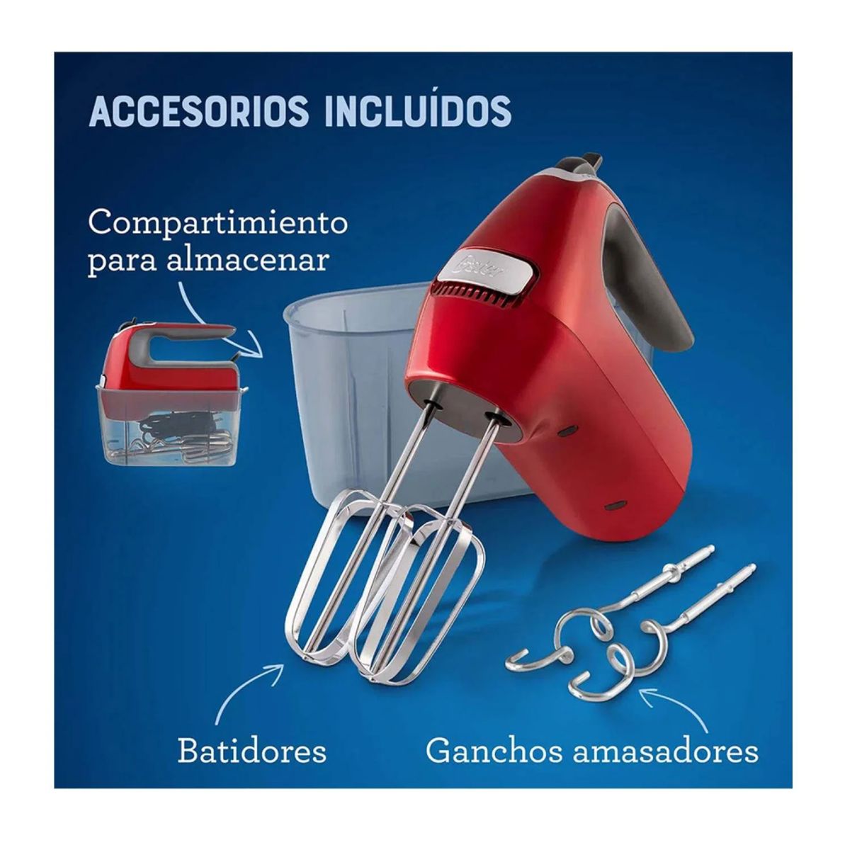 OSTER - BATIDORA DE MANO OSTER 7 VEL + TURBO FPSTHM360R ROJO