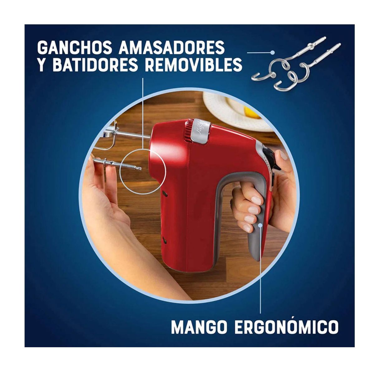 OSTER - BATIDORA DE MANO OSTER 7 VEL + TURBO FPSTHM360R ROJO