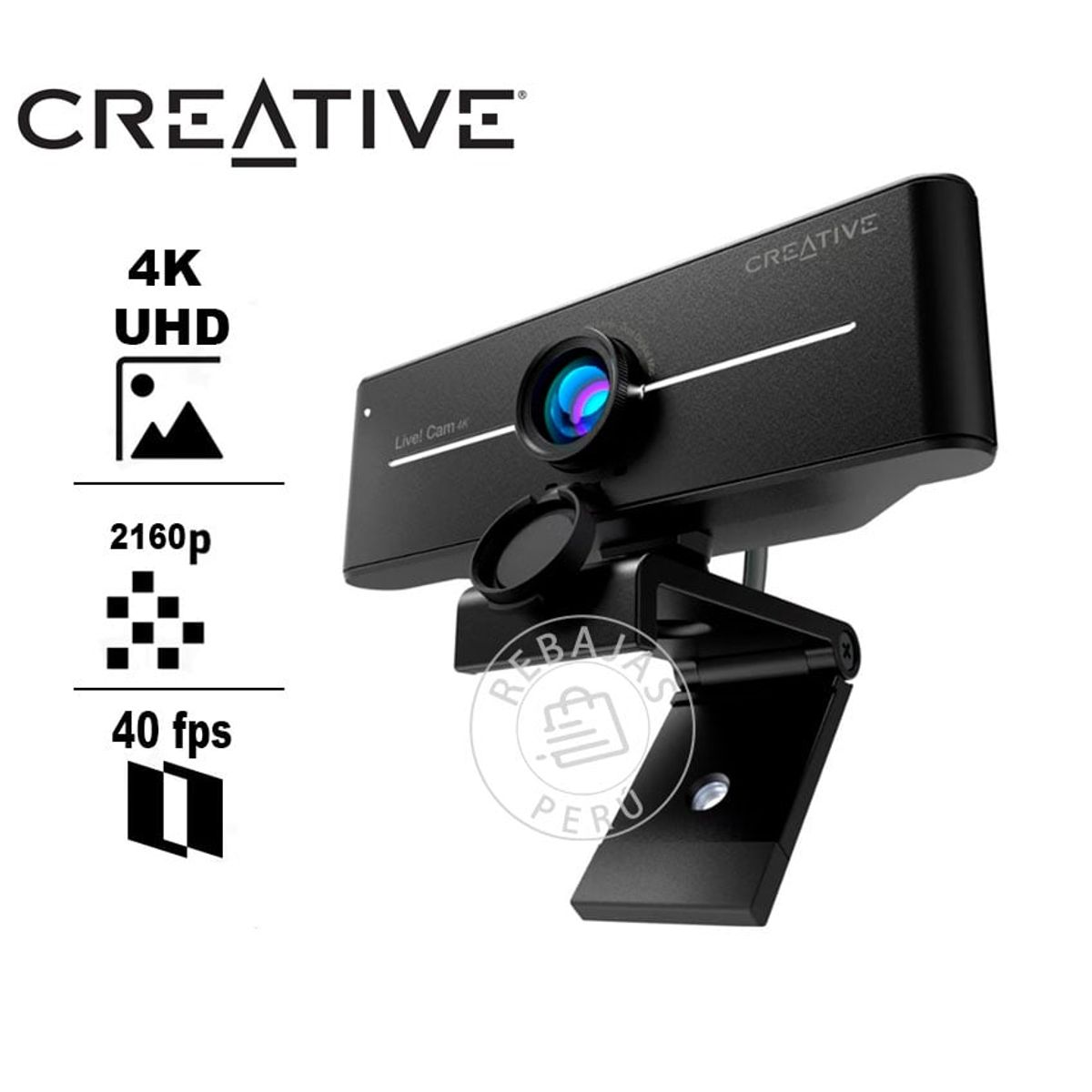 CREATIVE - Cámara Creative Live Cam Sync 4K UHD Dual Mic USB-C Tapa Privacy