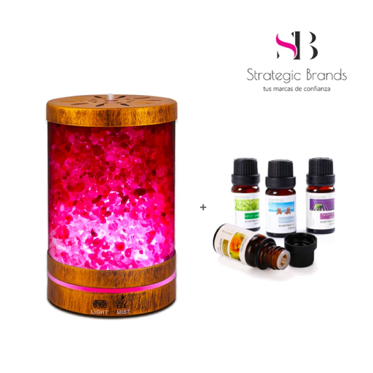 GENERICO - HUMIDIFICADOR PURIFICADOR DIFUSOR DE SALES + 4 ESENCIAS