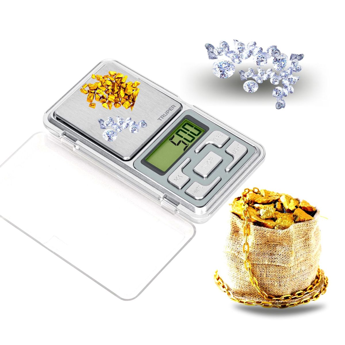 TRUPER - Balanza gramera de bolsillo digital 500g Truper