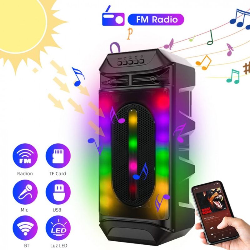 GENERICO - SPEAKER SOLAR CON LUZ LED  MODELO ZQS-4252 4" * 2