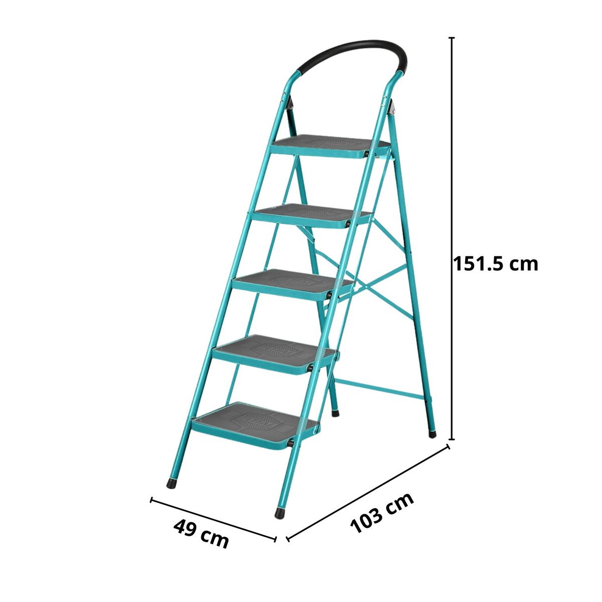 TOTAL TOOLS - Escalera tubular de acero 5 pasos soporta 150kg Total