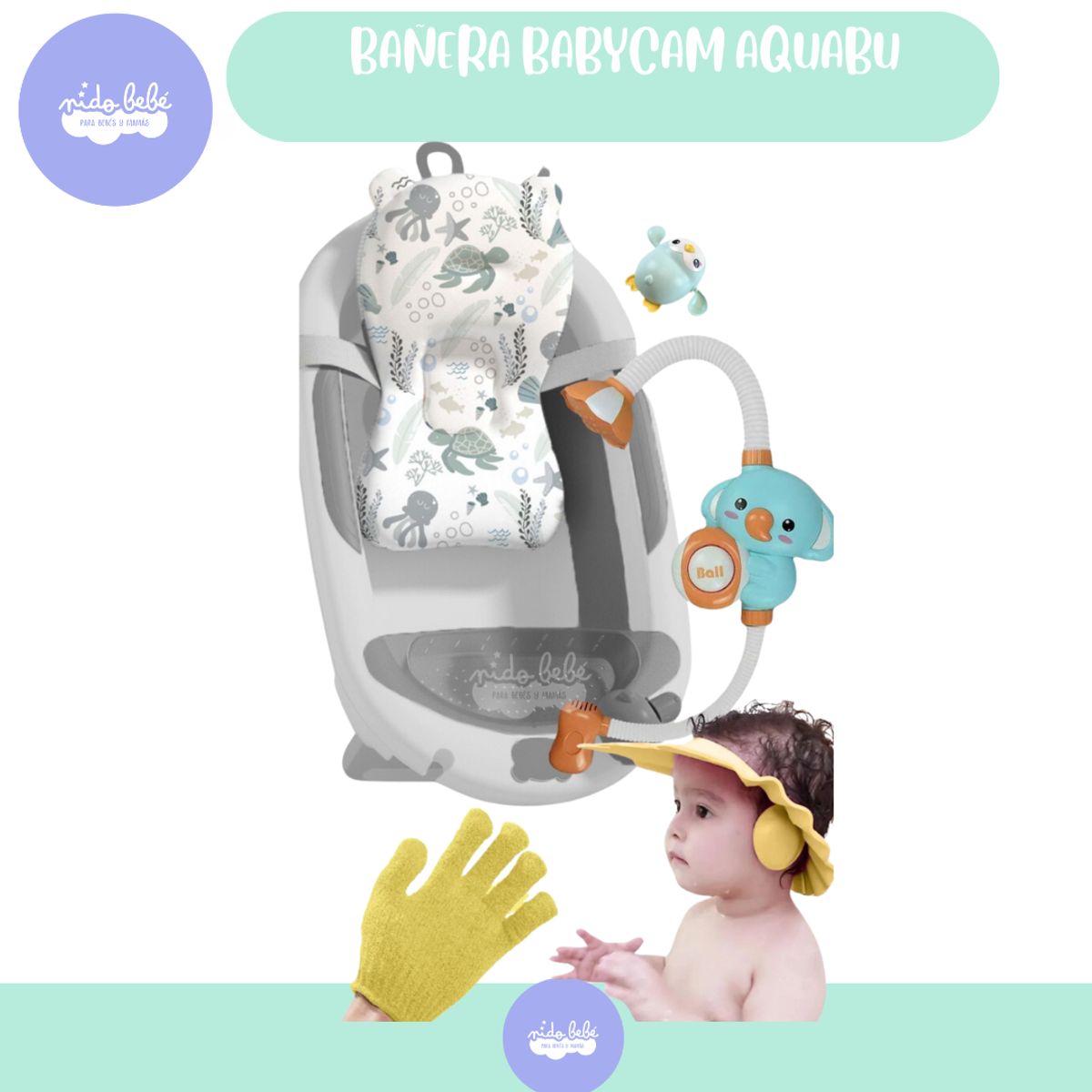 GENERICO - Bañera Plegable de Bebe modelo AQUABU Color Plomo 2025