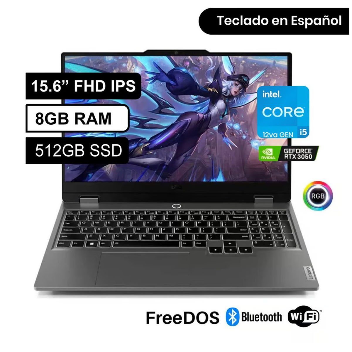 LENOVO - LAPTOP LENOVO LOQ CORE i5 12450HX 8GB RAM 512GB SSD 15.6” FHD NVIDIA RTX 3050 6GB 15IAX9(83GS006WLM)