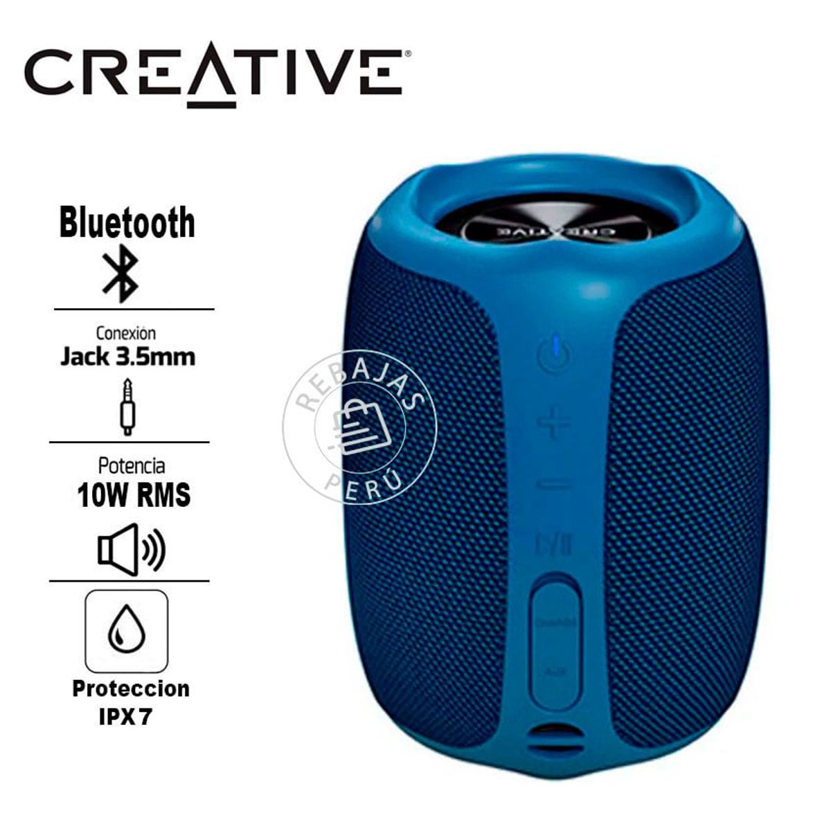 CREATIVE - Parlante Creative Muvo Play 10W Bluetooth 50 IPX7 USB-C Portátil Azul
