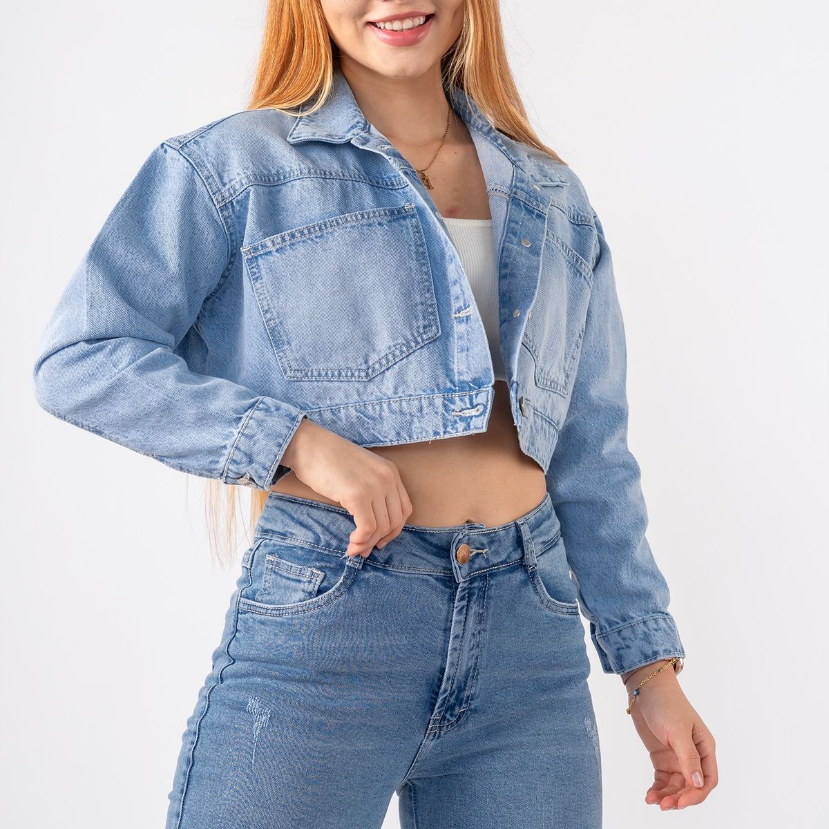 ROXJES JEANS - Casaca Crop Denim Amanda Oversize Mujer