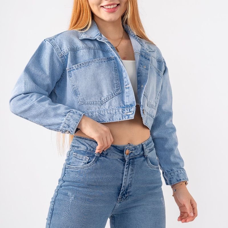 ROXJES JEANS - Casaca Crop Denim Amanda Oversize Mujer