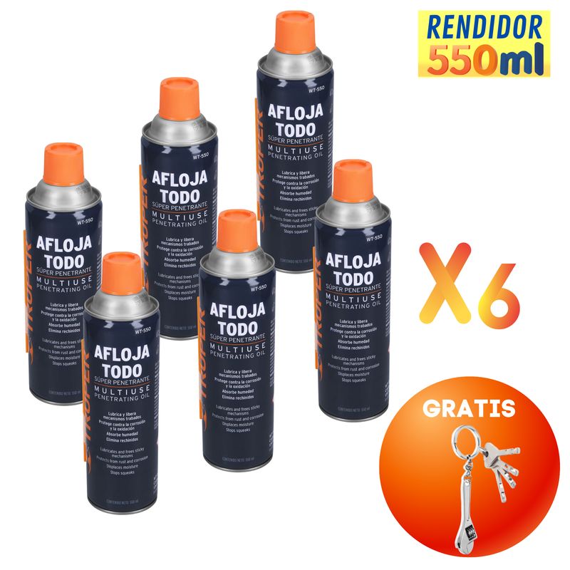 TRUPER - Aceite afloja todo 550 ml, Pack X6 Truper