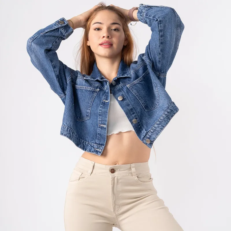 ROXJES JEANS - Casaca Crop Denim Amanda Oversize