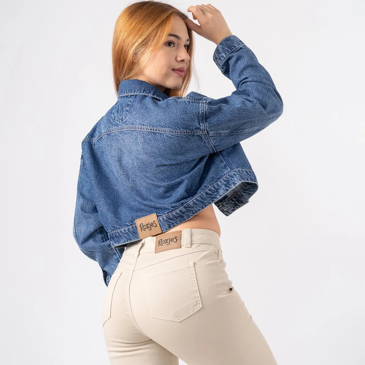 ROXJES JEANS - Casaca Crop Denim Amanda Oversize