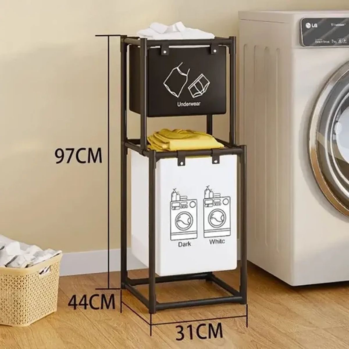 GENERICO - Cesta de lavandería organizador de ropa 2 niveles Blanco