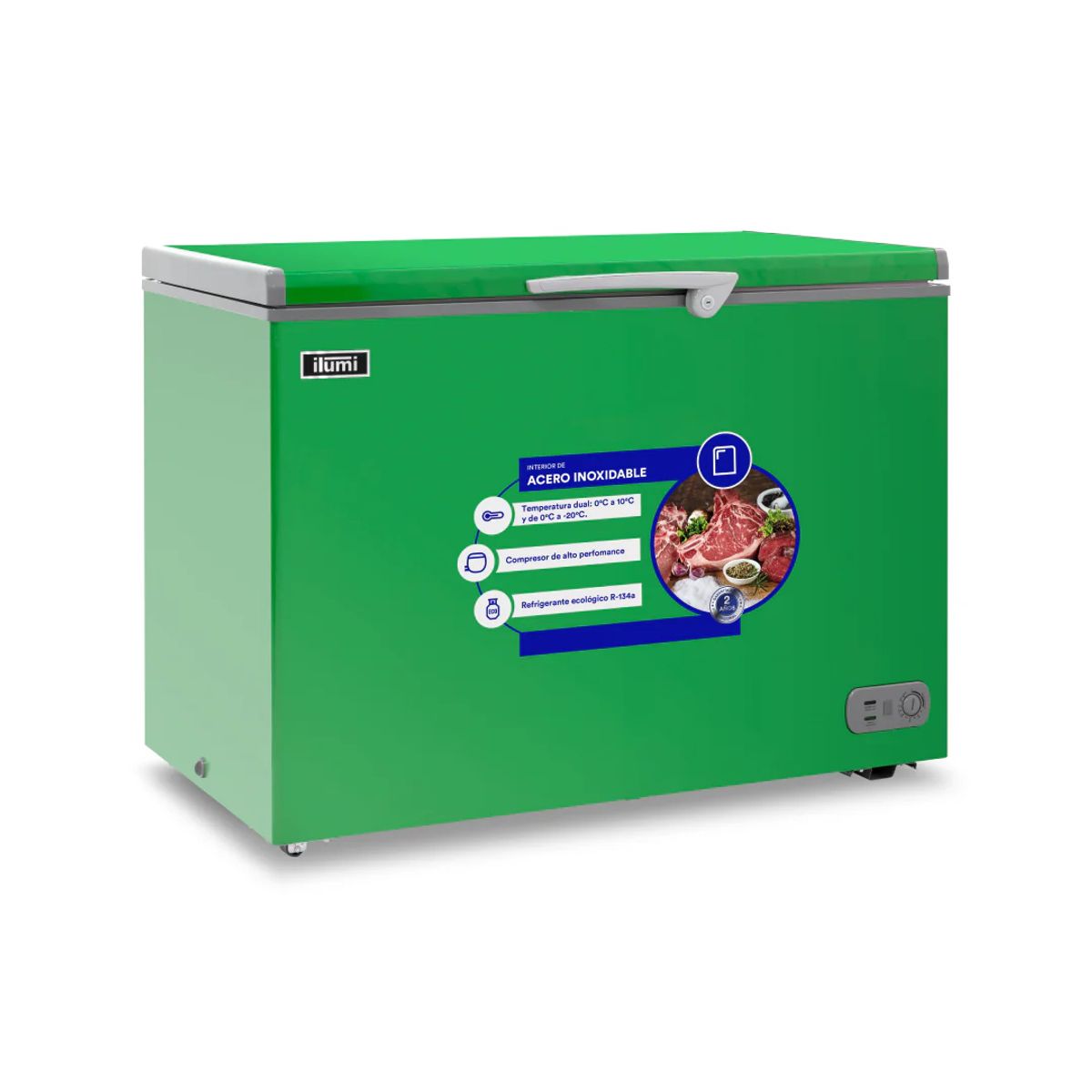 ILUMI - Congelador con tina de Acero Inoxidable de 340lt TFI-3400GR