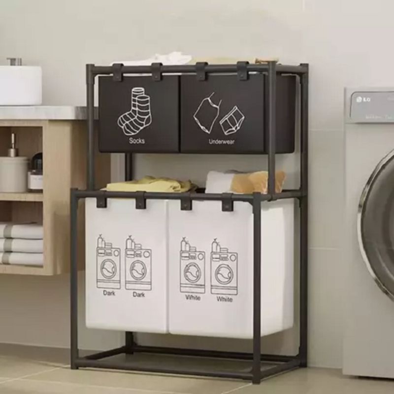 GENERICO - Cesta de lavandería doble organizador de ropa 2 niveles Negro